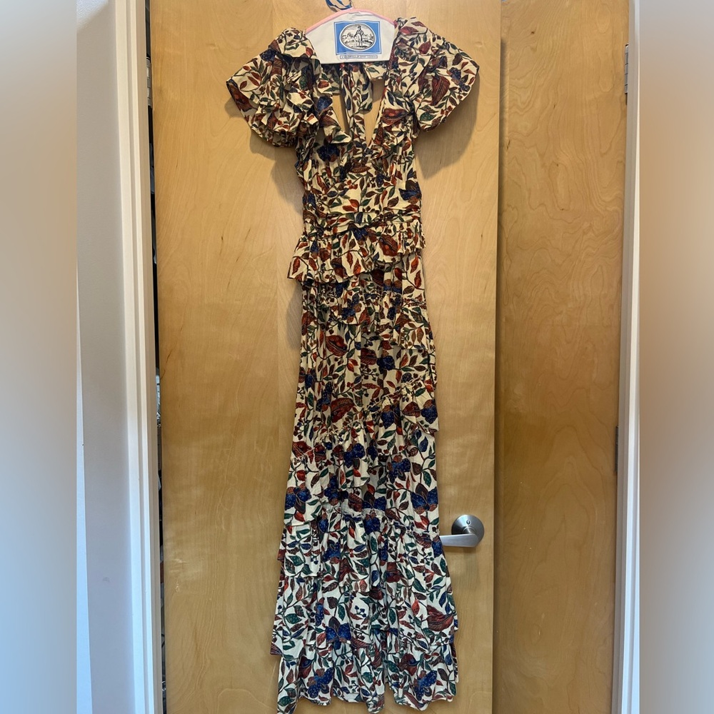 HOUSE OF HARLOW 1960 Open Tie Back Ruffle Sleeve Maxi Dress